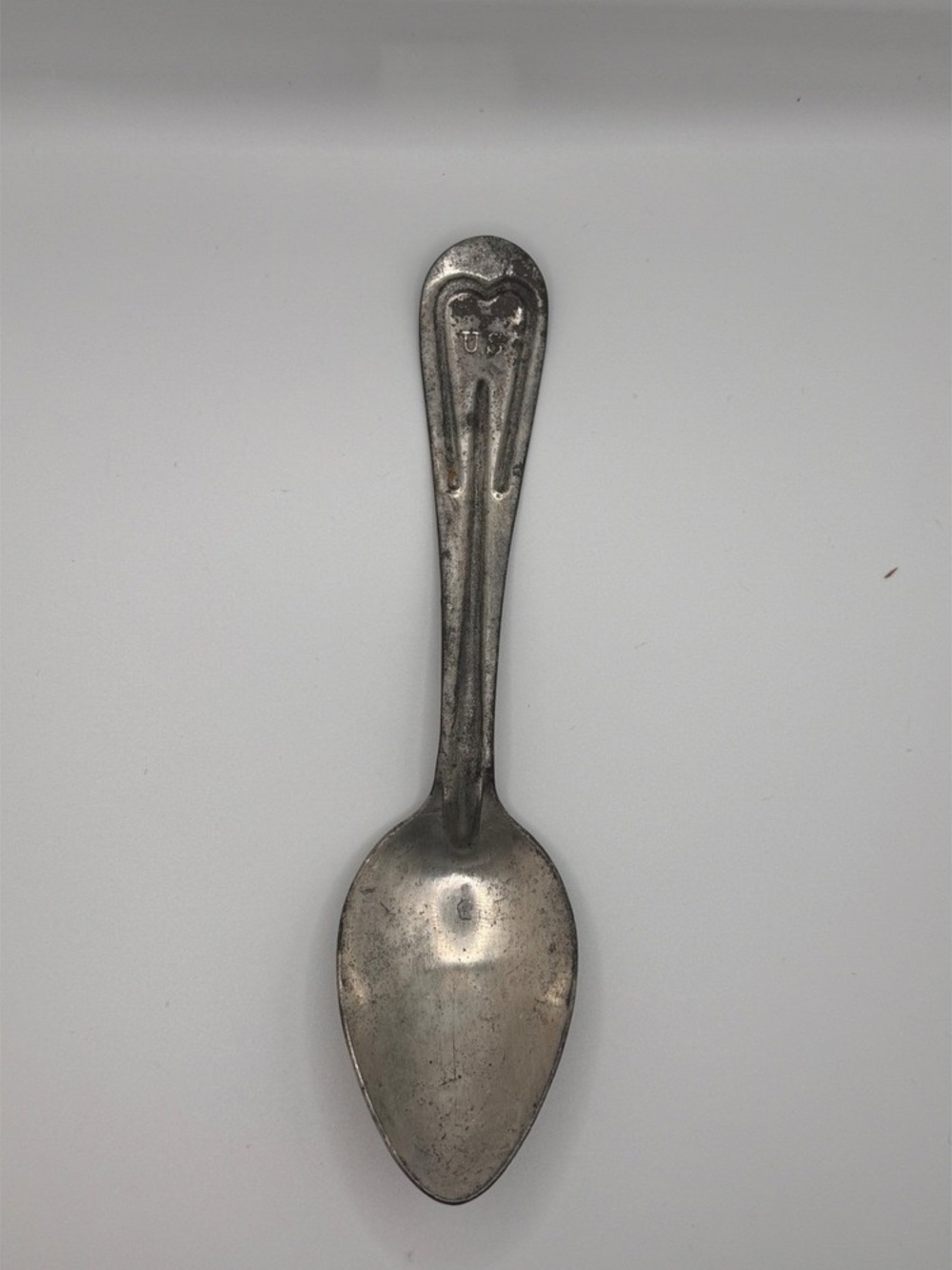 Vintage Metal Spoon with Subtle Heart Detail - Silver Tone